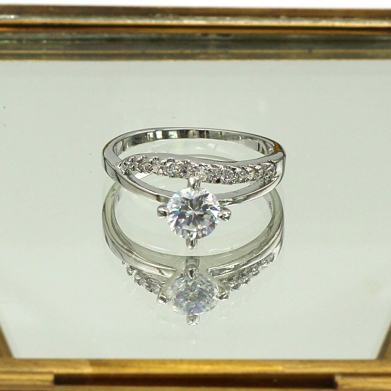 Lady crystal silver ring