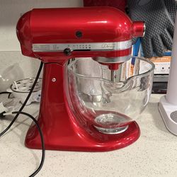 KitchenAid 5-Qt Stand Mixer Glass Bowl - Candy Apple Red
