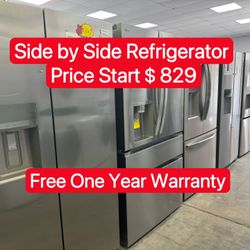 Open Box Side by Side Refrigerator-Free One Year Warranty