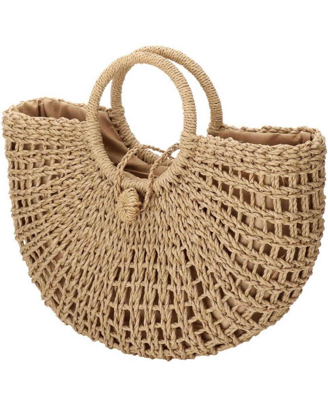 Rattan Tote Handbag Hand-woven Straw Top-handle Bag