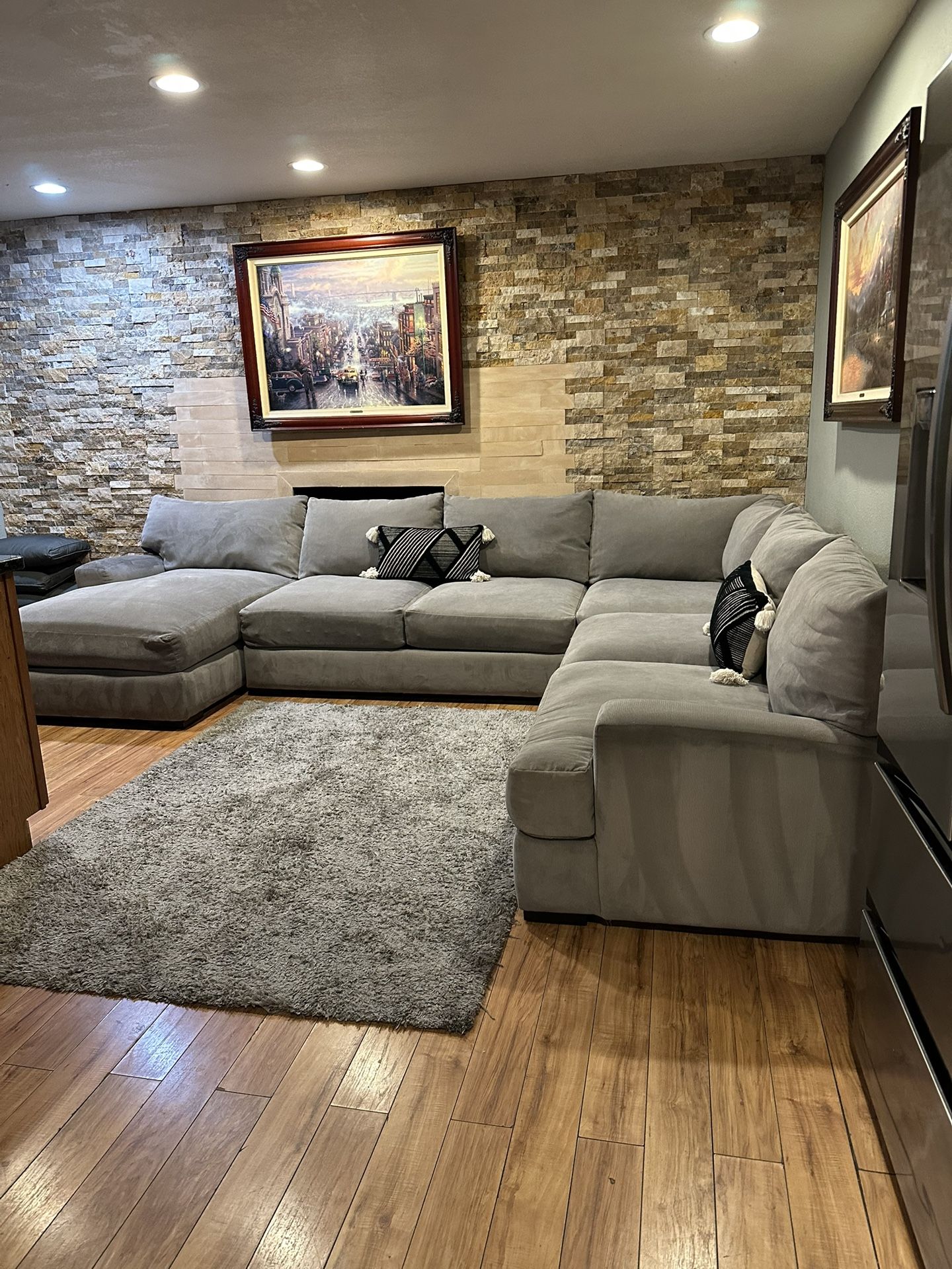 FREE DELIVERY- Macys 4-Piece Plush Modern Light-Grey Sectional Sofa