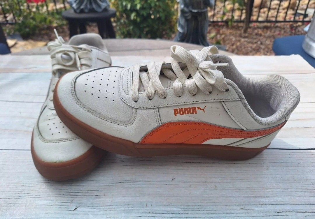PUMA Men's Carter Retro Lifestyle Athletic Shoes Size 9 White / Orange
