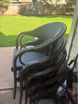 5 Milano Series Cocoa Rattan Restaurant Patio Chair with Bamboo-Aluminum Frame
