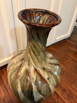 Large Glazed Ceramic Decorative Vase