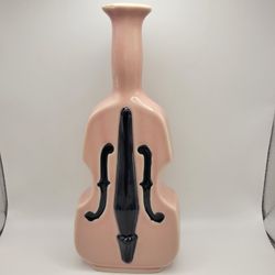 Vintage Cello Violin Vase Pink Ceramic Mid Century Modern 9.25" Tall Unmarked