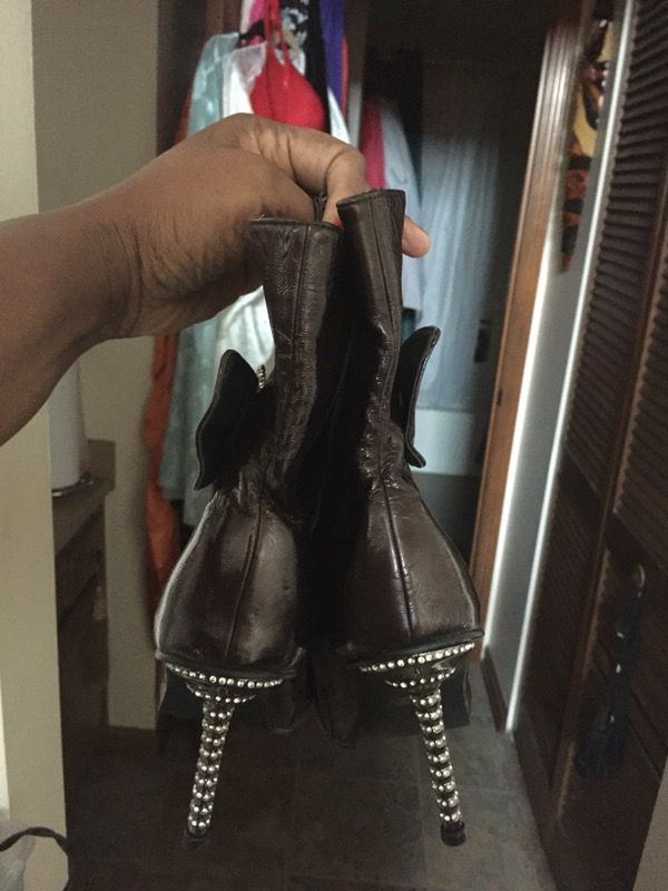 Brown elegant steel heel with bling bling heels size 10