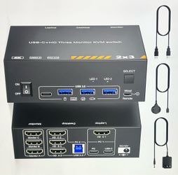 KVM Switch 3 Monitors MST 1 Laptop 1 Desktop