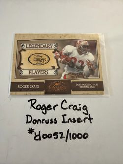 Roger Craig San Francisco 49ers Hall of Fame RB Donruss Short Print Insert Card. #’d 0052/1000.