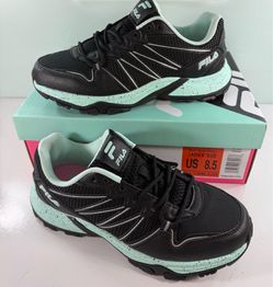 FILA Women's Quadrix Trail Running Hiking Shoes - Black/Aqua