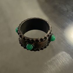 Silver Ring With Green Stones