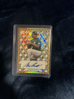 2022 Leaf Perfect Game National Showcase Metal Auto Pre-Production Proof Rainbow - Gold 1/1 MA-MG3 Autographed by: Mikhai Grant