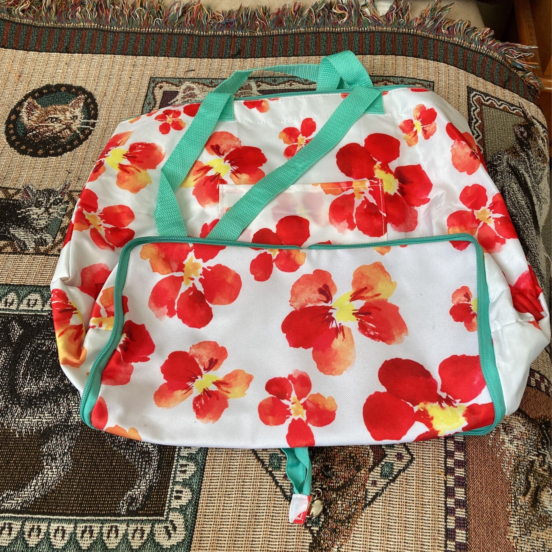 Flowered Foldable Tote Bag Can Be Put In Ur Purse