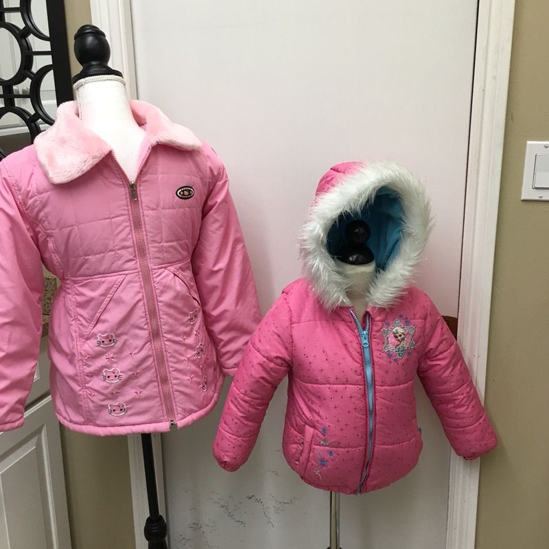 Frozen and hello kitty pink toddler girl snow coats