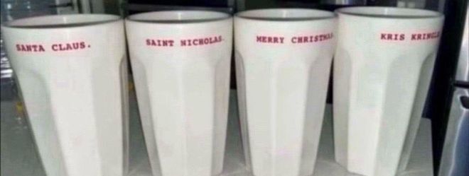 RAE DUNN MELAMINE 4 SET CHRISTMAS TUMBLERS