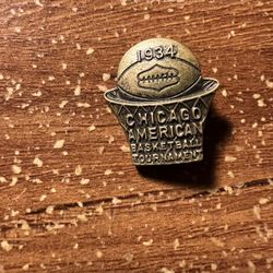 1934 Chicago American Basketball Tournament participant lapel pin