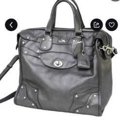 Coach Leather Studded Satchel Bag