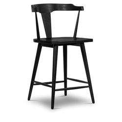 Poly & Bark Enzo Counter Stool Black Wood Chair NEW Open Box