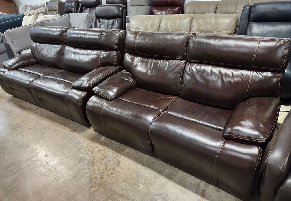 Lawson 2pc Italian Leather Power Reclining Sofa Set