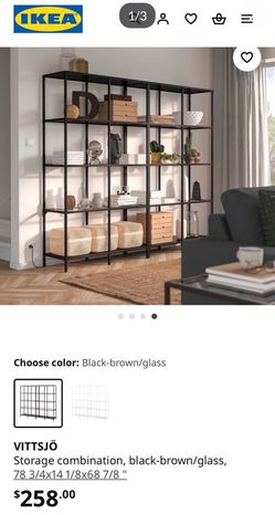 IKEA VITTSJÖ Shelving Unit Black-Brown/Glass