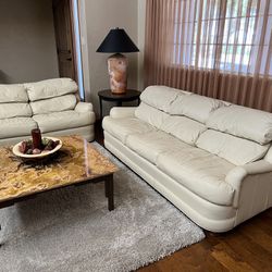 Leather Couch, Love Seat & Chair w/ Ottoman