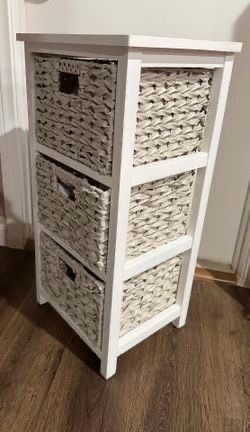White storage three wicker baskets, $35