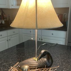 Vintage Table Lamp Golden Mother Goose Lay Laying Egg Eggs Fairytale Fable Nursery Rhyme Story Country Farm Decor Shabby