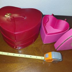 Vintage WOLF Designs Red Leather Heart Jewelry Box 