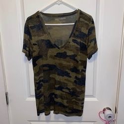 Lucky Brand Women's Camo Tee Shirt Sheer Size large must pick up