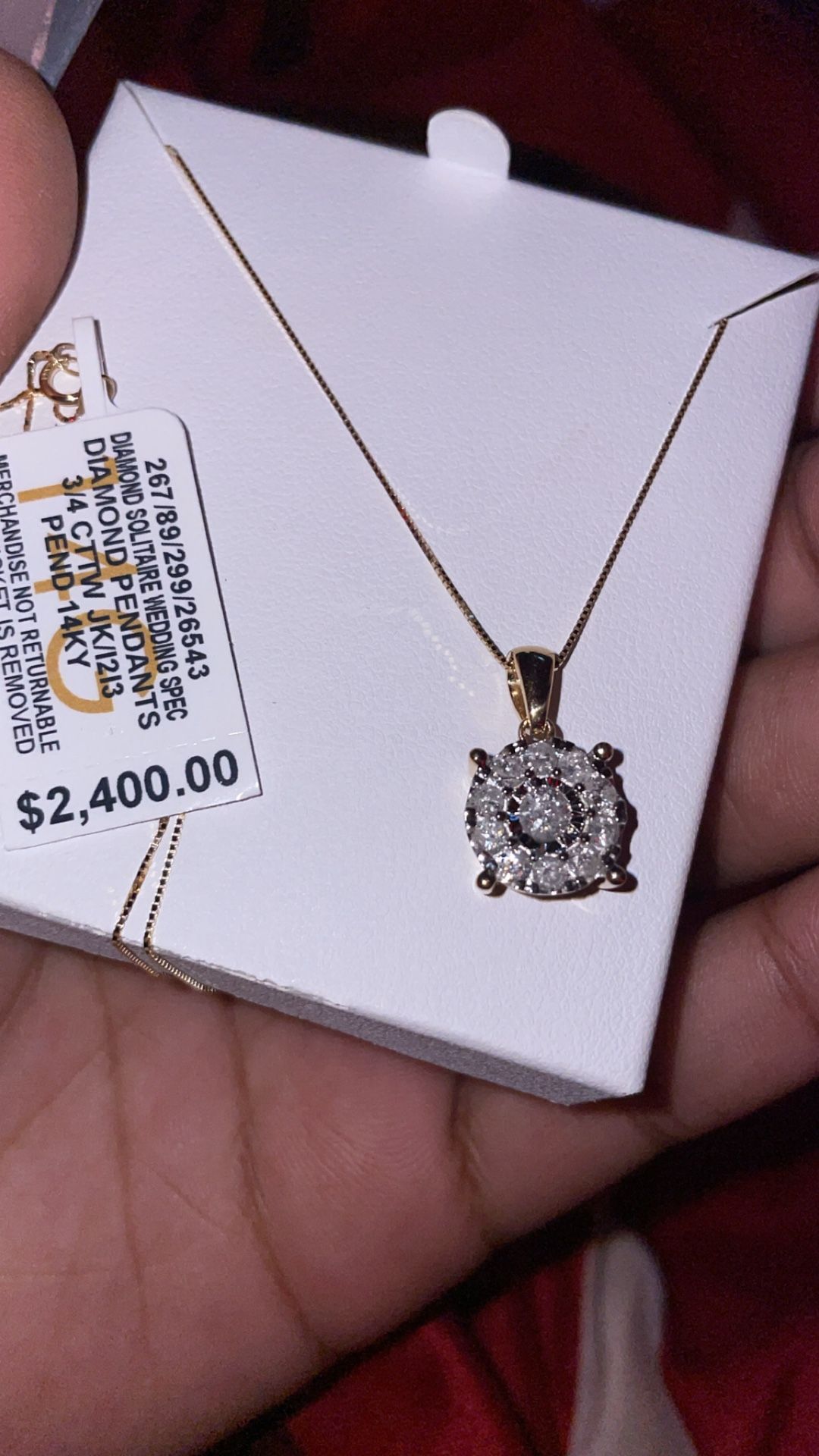 Beautiful 14K Gold Diamond Pendant Necklace – 3/4 CTW – Brand New!