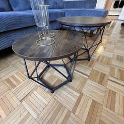 Round Coffee Table, Modern Coffee Table Set of 2 