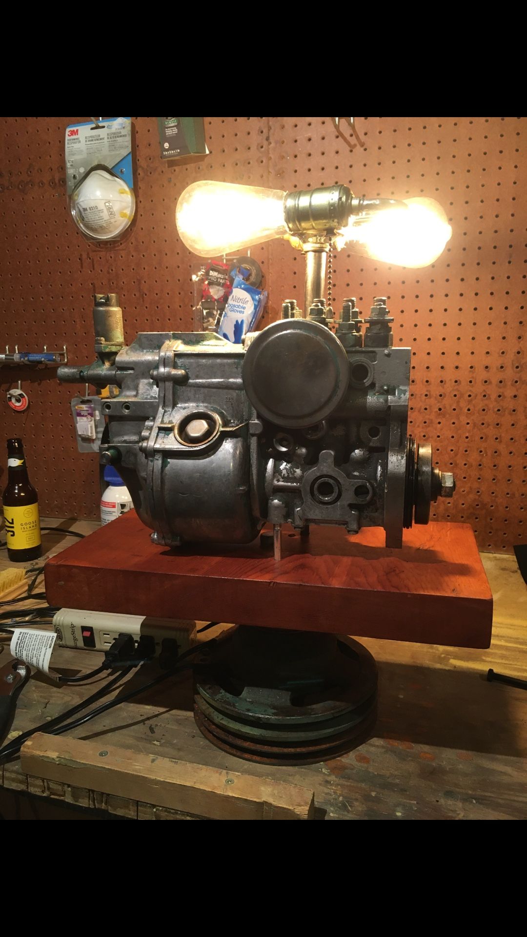 One-of-a-kind custom desk made lamp folk art/ steam punk art $300