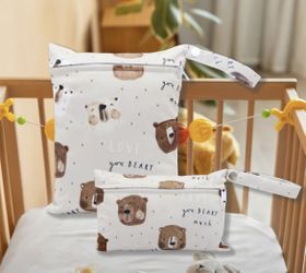 Two Pack New Cute Bear Print Wet Bag Set