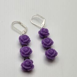 Purple Rose Earrings