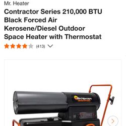 Mr. Heater Contractor Series 210,000 BTU Black Forced Air Kerosene/Diesel Outdoor Space Heater with Thermostat