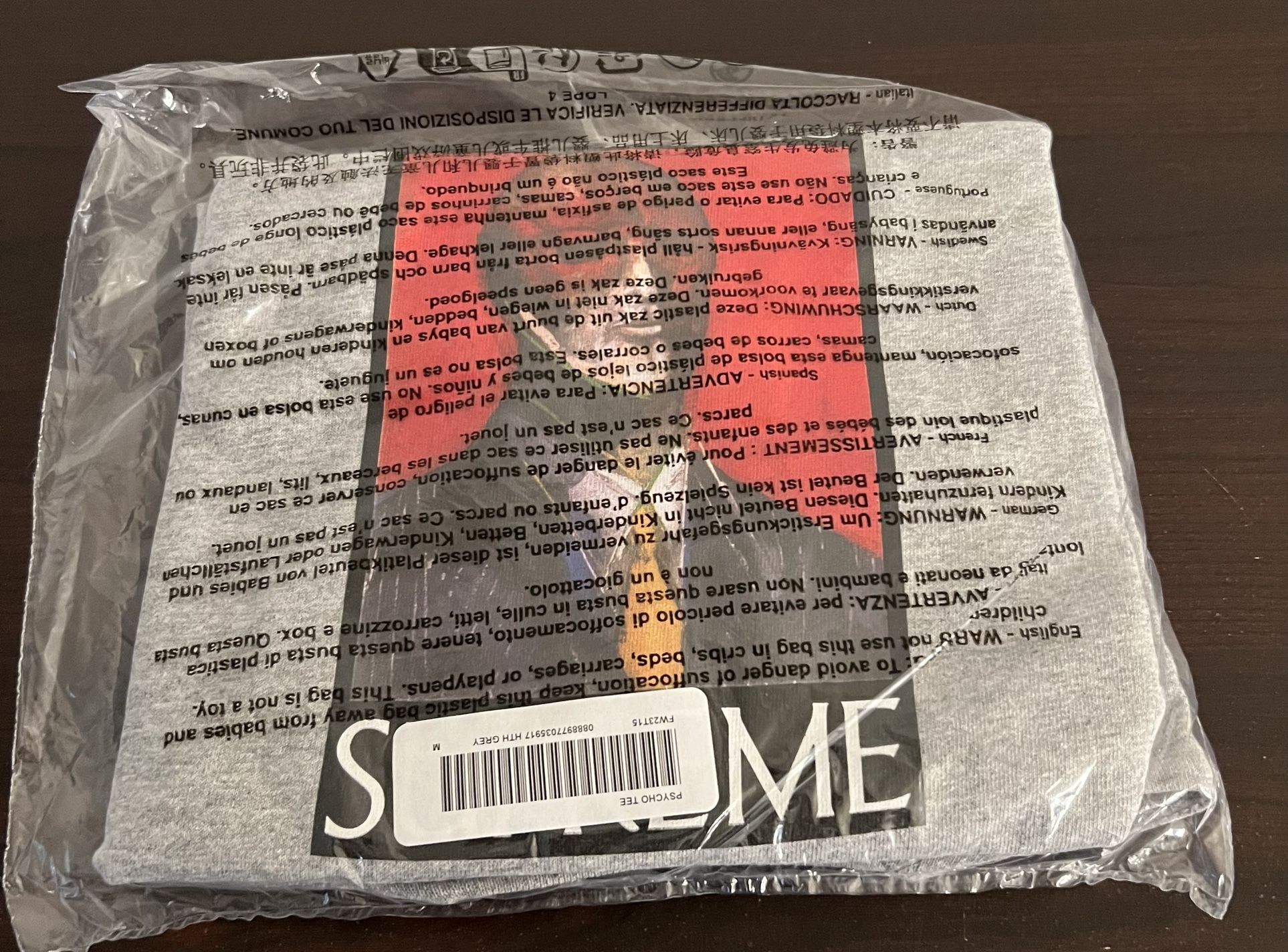 Genuine supreme American psycho tee heather grey brand new in bag medium