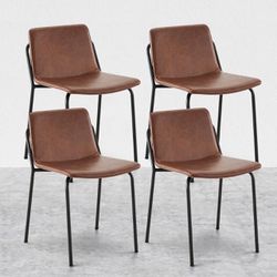 COLAMY PU Leather Dining Chairs Set of 2
