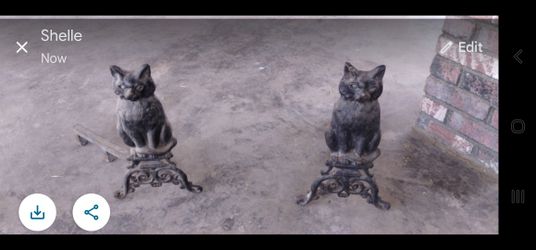 Antique Black Cat Andirons, Fire Place Accessories