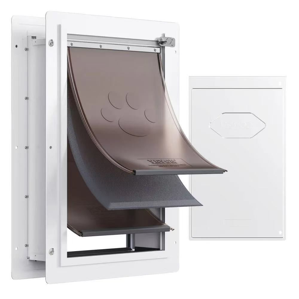 Pet Door, 9.29" x 13.19" Metal Frame with Lock and 3-Flap System, Weatherproof Doggy Door, Easy to Install in Interior or Exterior Walls, Pet Door Sui