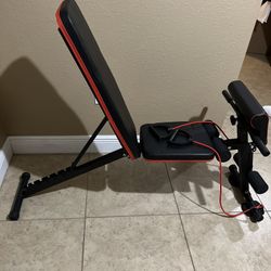 Weight Bench Press with Preacher Curl, Leg Extension & Arm Bands