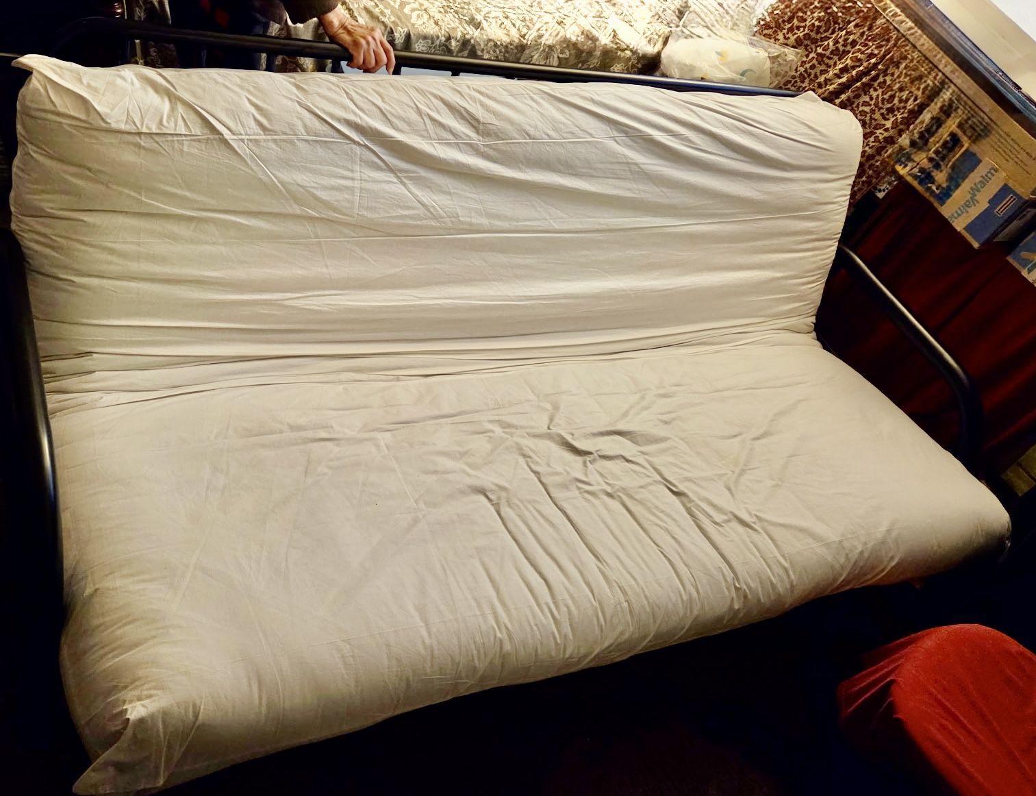 Black Metal Futon Bed With Cushion