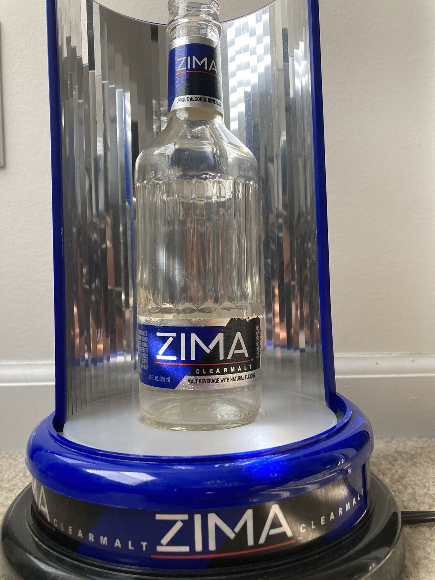 Vintage Zima Clearmalt Light Up Bottle Display