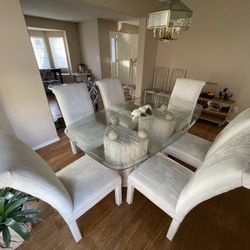 Vintage 1980s-90s Solid Stone Base Glass-Top Dining, coffee, side tbl.