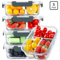 KOMUEE Glass Meal Prep Containers 3 Compartments