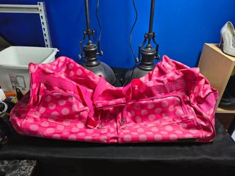 Solite pink Polk-A-Dot Extra Large Duffel/Luggage Bag with Wheels & Adjustable Handle