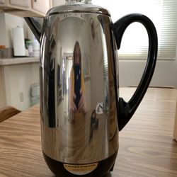 Vintage FARBERWARE 2-12 cup Electric Percolator Stainless Steel fully automatic coffee maker in great condition barely used - 