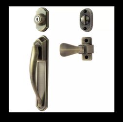 Ideal Security Door Handle with Keyed Deadbolt for Storm and Screen Doors, Black (4-Piece Set)