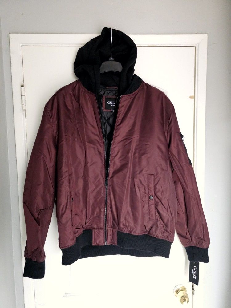 Men's Burgundy Guess Jacket XXL