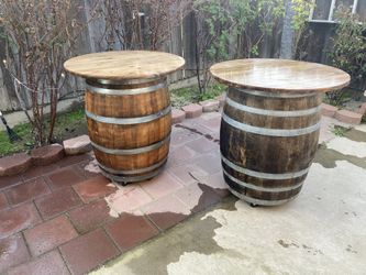 Wine barrel table