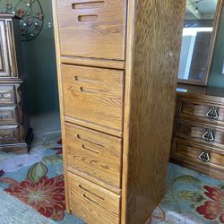 Strong Oak Wood Tall Dresser 