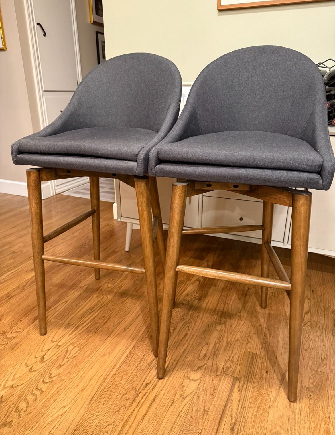 Bar Stools (Set Of 2) Dark Grey, Swivel